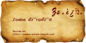 Zsebe Árpád névjegykártya